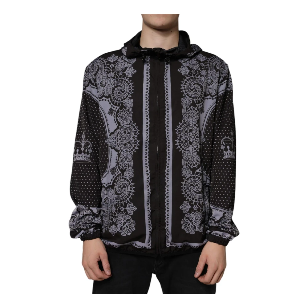 Dolce & Gabbana Bandana Print Bomberjack Zwart Black Heren