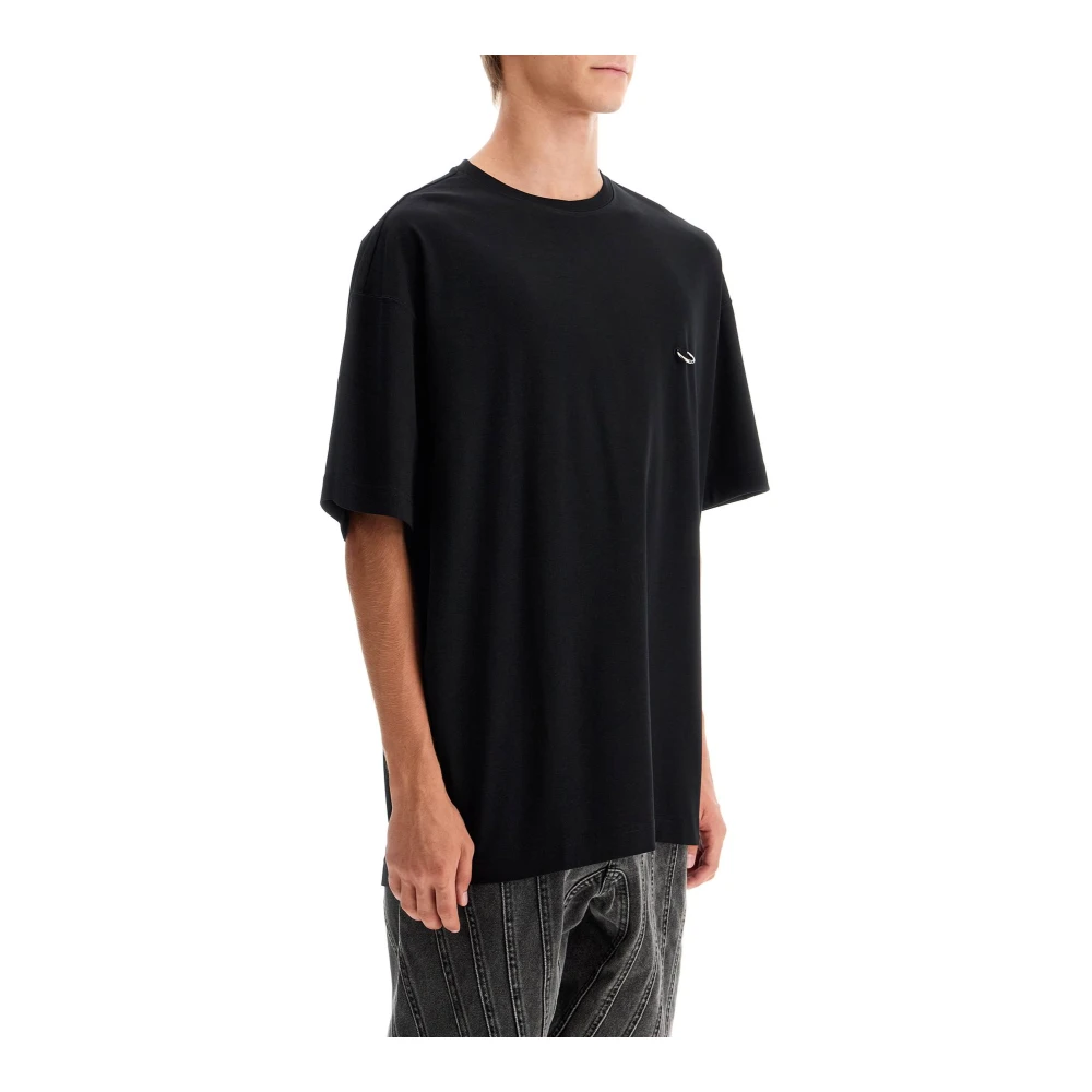 Mugler Oversized Crew Neck T-Shirt met Piercing Black Heren