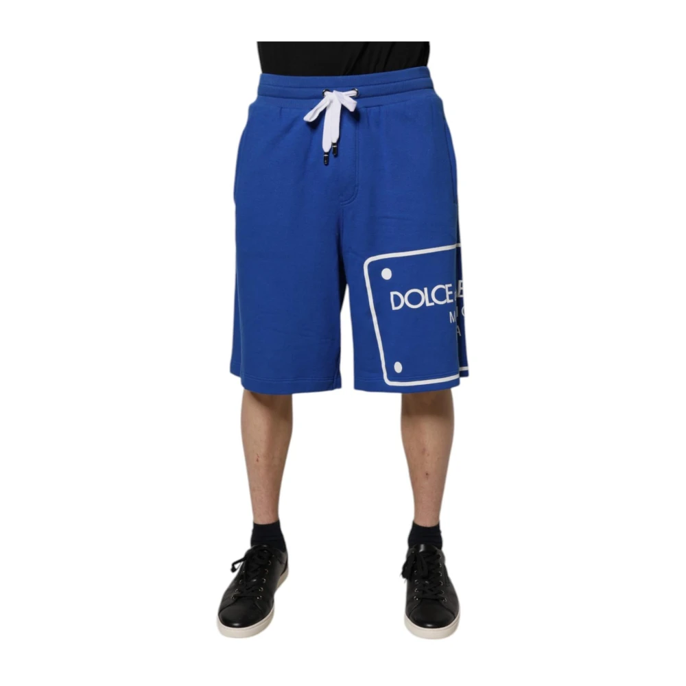 Dolce & Gabbana Men's Blue Bermudas, M, Logo Print Casual Bermuda Shorts