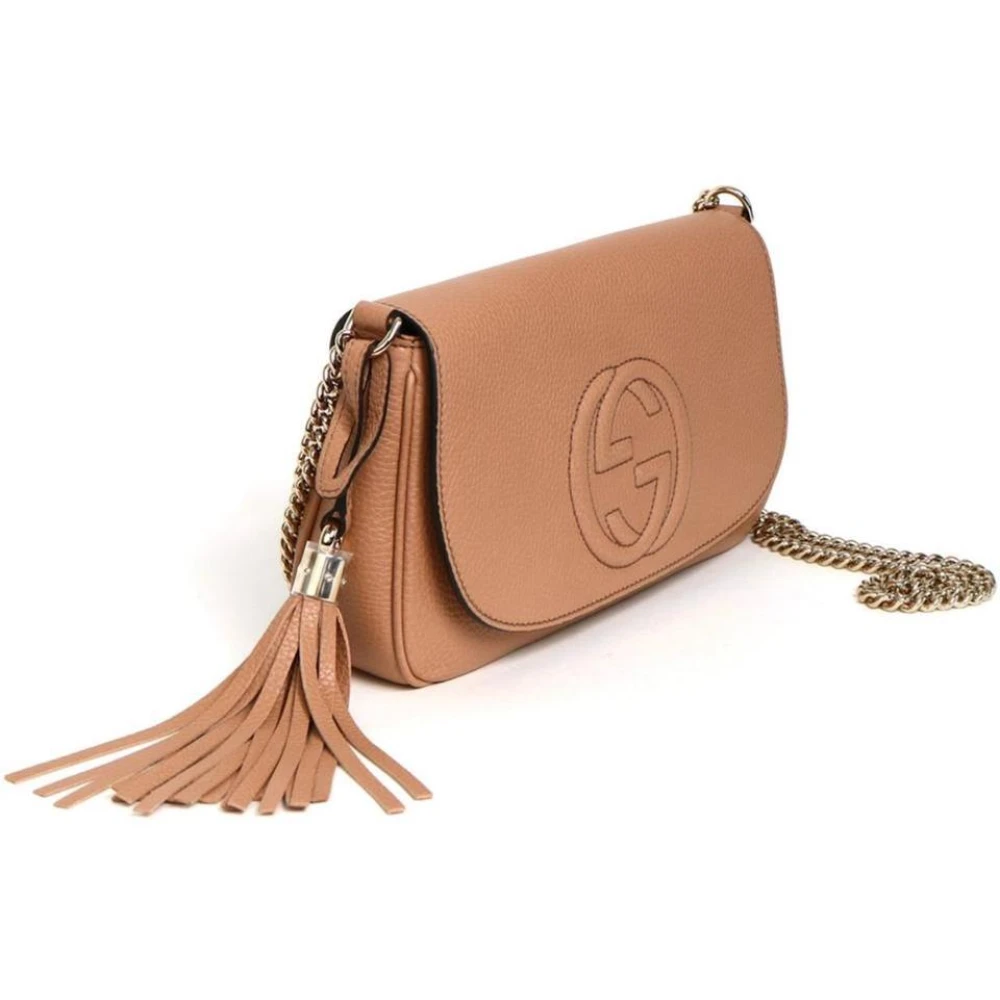 Gucci Soho Chain Flap Leren Crossbodytas Beige Dames