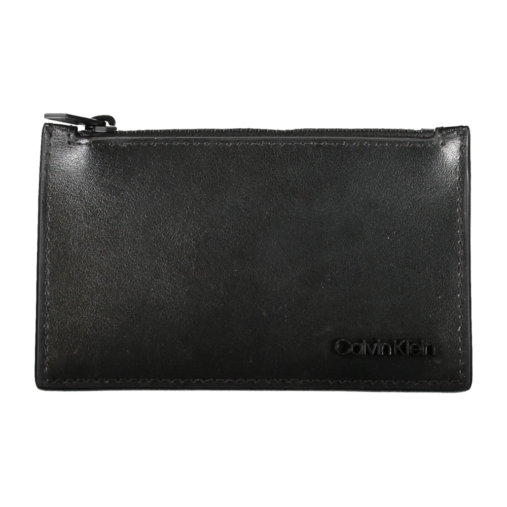 Calvin Klein Heren Portemonnee Zwart Rits Kaart Logo Black Heren