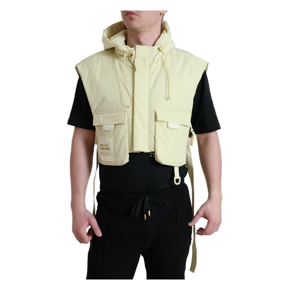 Dolce & Gabbana Men's Yellow Hooded Vest Jacket - Waistcoats - M - Jackets