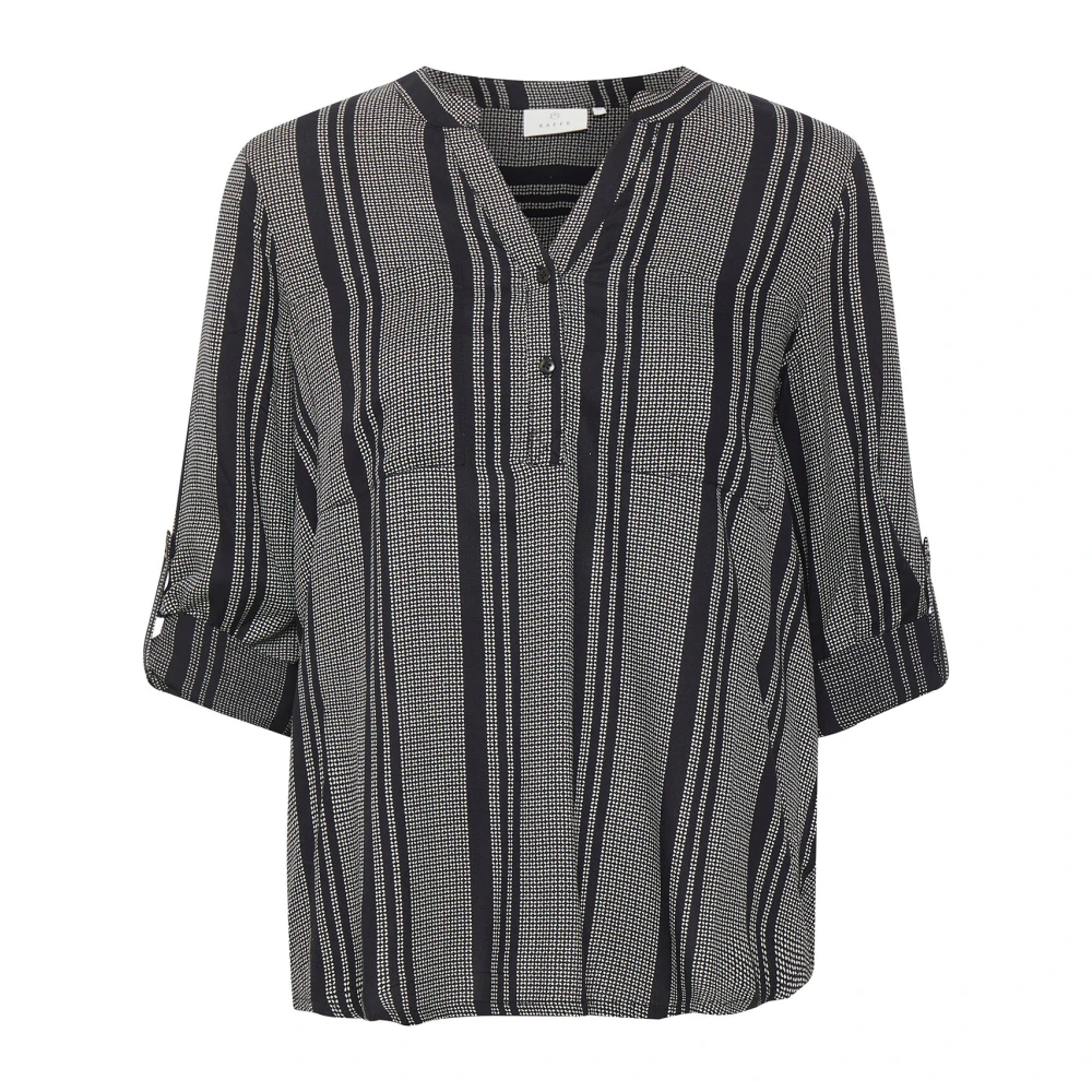 Kaffe Zwart & Krijt Kleine Diamanten Blouse Top Black Dames