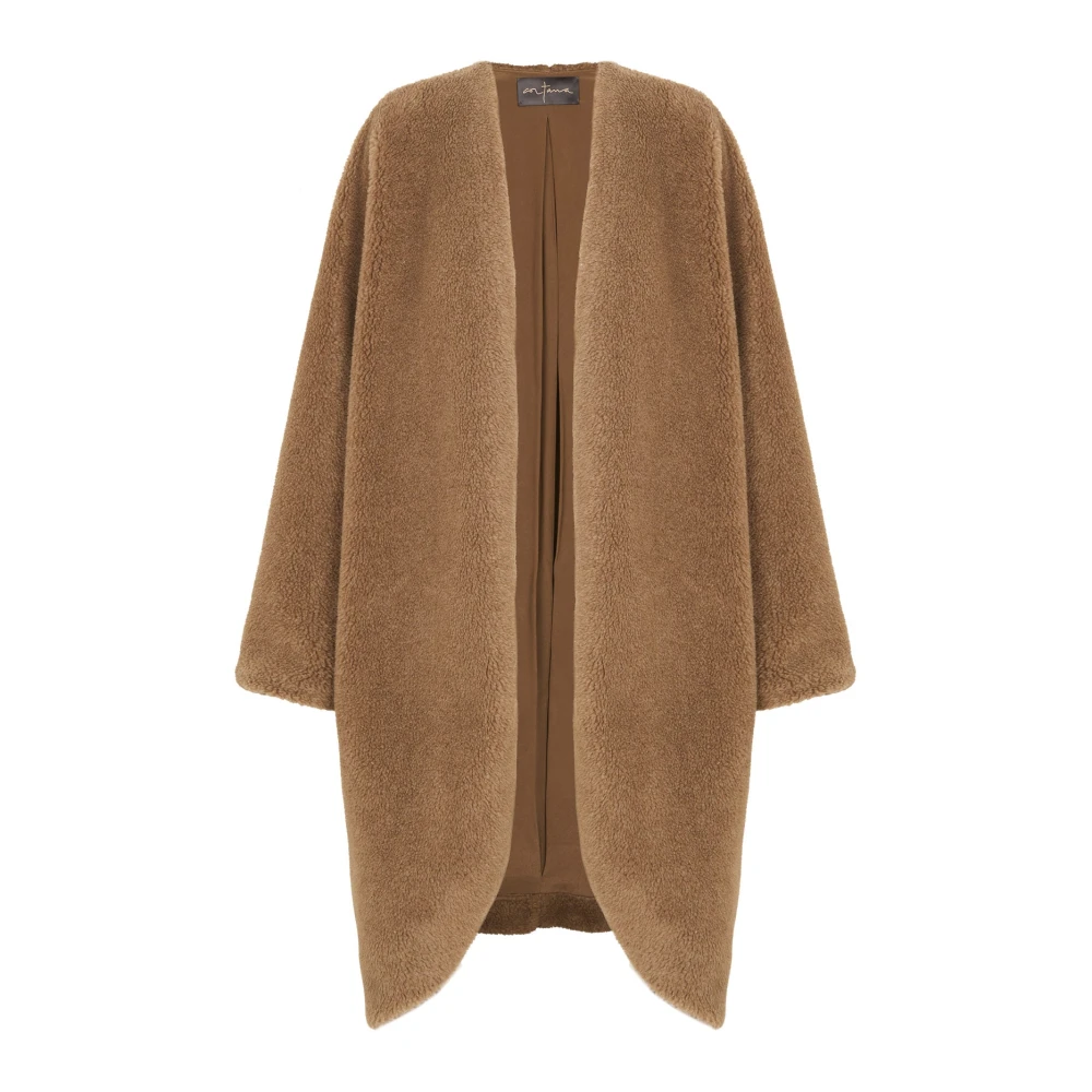 Cortana Bruine Wol en Zijde Oversized Jas Brown Dames