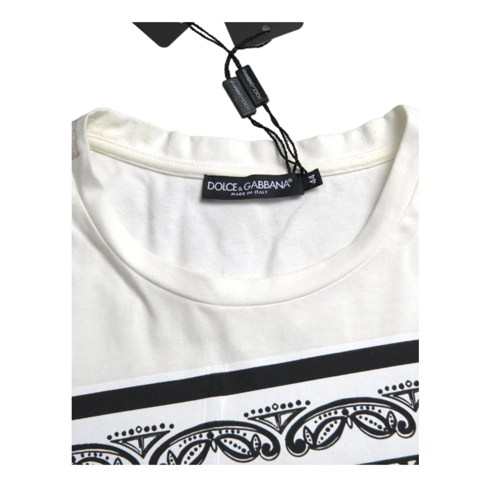 Dolce & Gabbana Grafische Print Crew Neck T-shirt White Heren