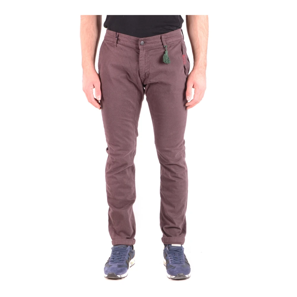 Daniele Alessandrini Men's Brown Slim-Fit Stylish Trousers - Slim-Fit Trousers - W32 - Trousers