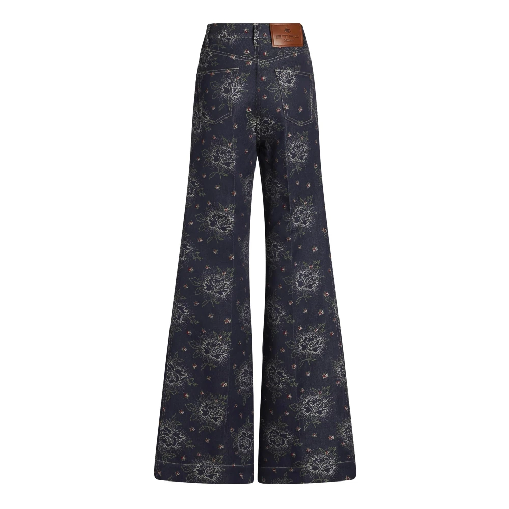 ETRO Blauwe Bloemen Flared Dames Jeans Blue Dames