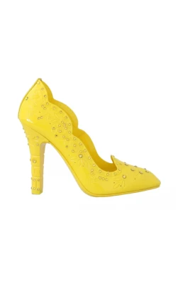 Gula Kristallklackar Smyckade Pumps