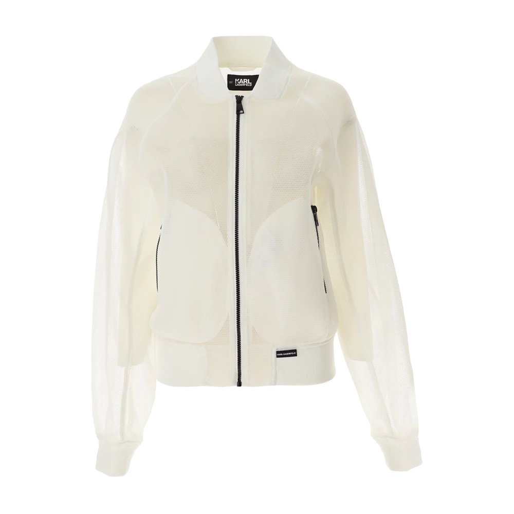 Karl Lagerfeld Witte Mesh Bomber Jas White Dames