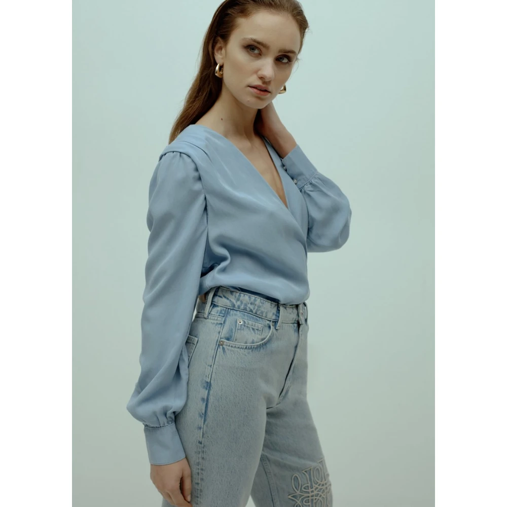 Homage Vintage Geborduurde Straight Leg Jeans Blue Dames