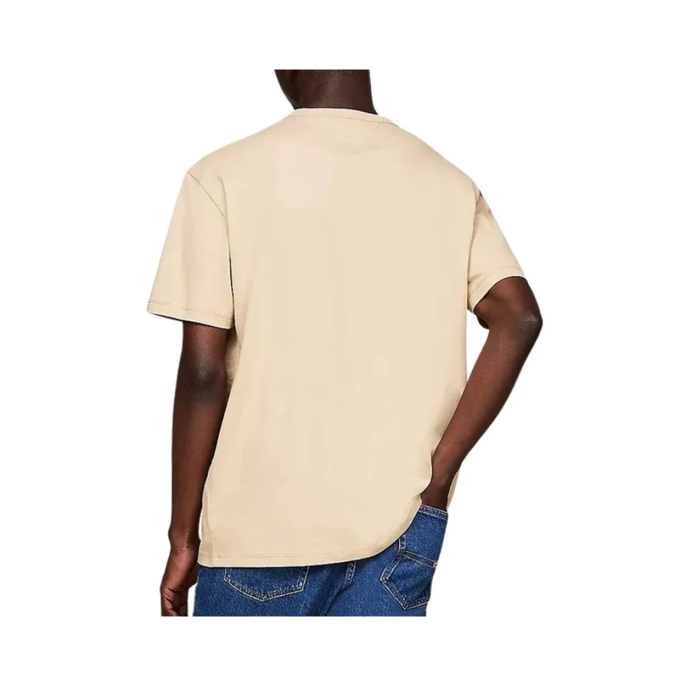 Tommy Jeans Regular Fit Badge Tee Shirt Beige Heren