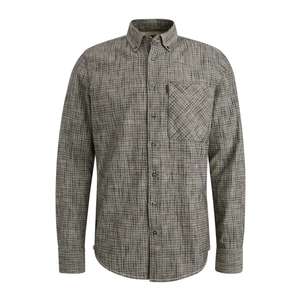 PME Legend Slub Overhemd met Ruitpatroon Gray Heren