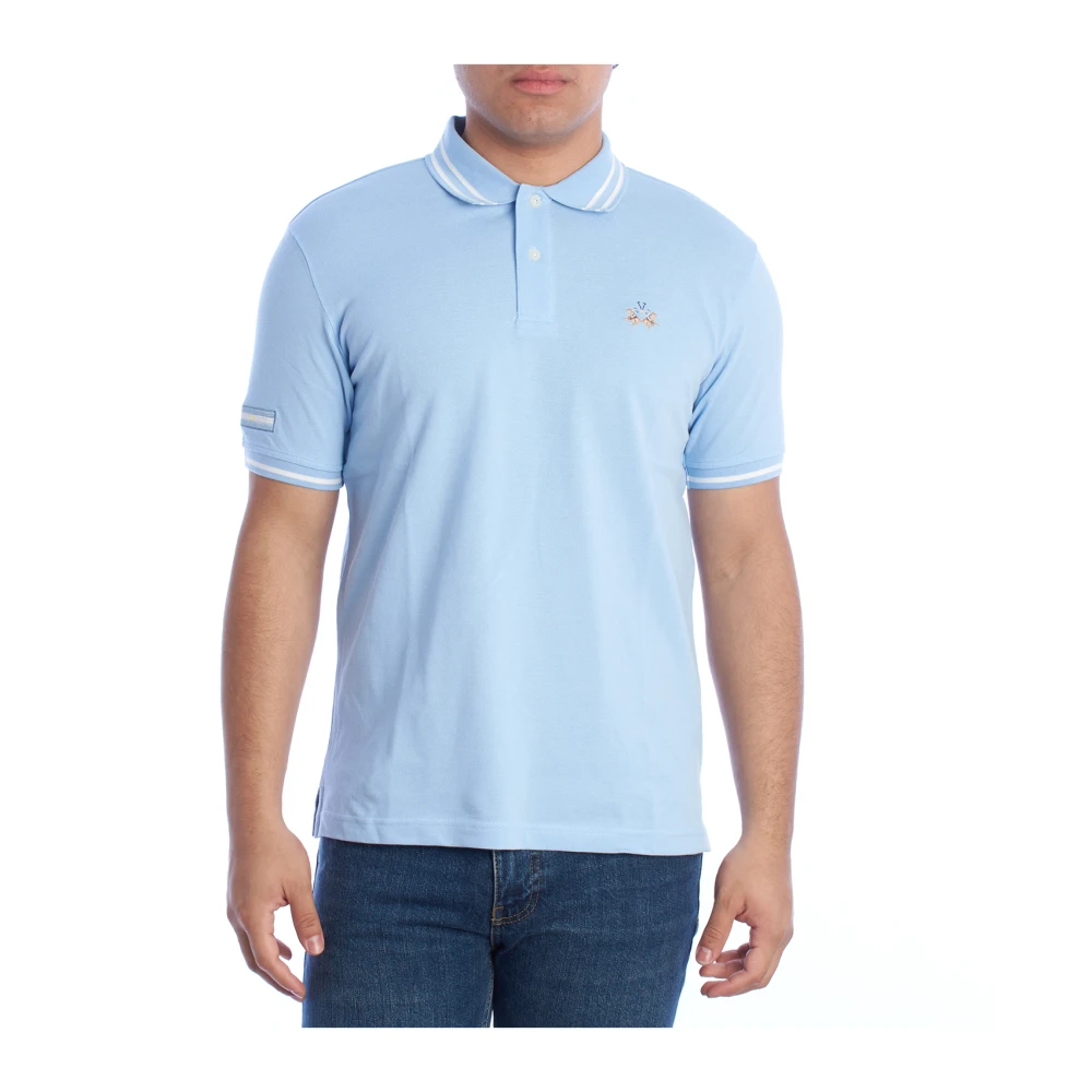 La Martina Men's Blue Regular Fit Short Sleeve Polo - Polo Shirts - L - Tops
