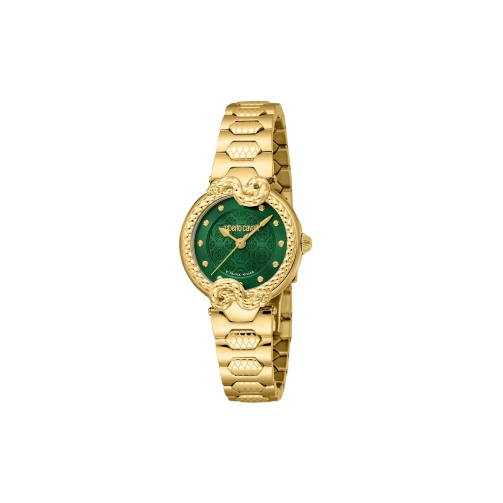 Roberto Cavalli Women's Yellow Watches, One Size, Snake Core Quartz Watch Gold Green