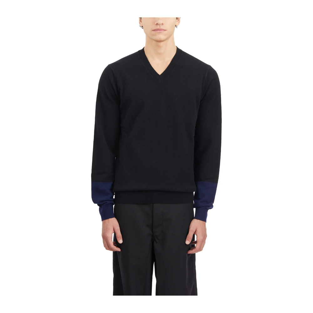 Comme des Garçons Wollen V-hals trui Black Heren