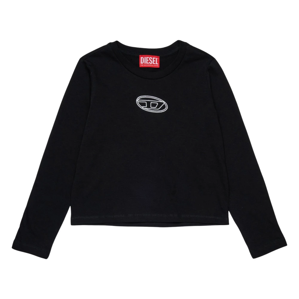 Diesel , Kids Sweatshirts, Female, Black, 6 Y, Long Sleeve Logo T-Shirt