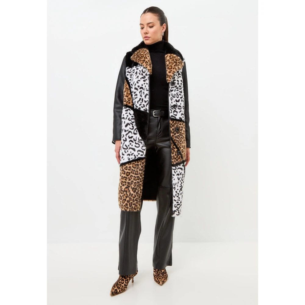 Cesare Gaspari Gemengde Print Omkeerbare Nepbontjas Flavia Luipaard Brown Dames
