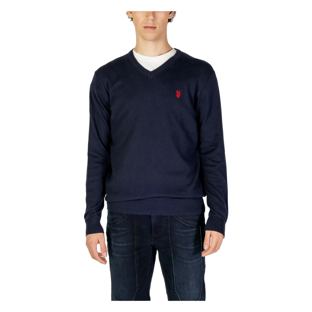 U.s. Polo Assn. Men's Blue Sweatshirts,, V-Neck Cashmere-Cotton Jumper Extra Large