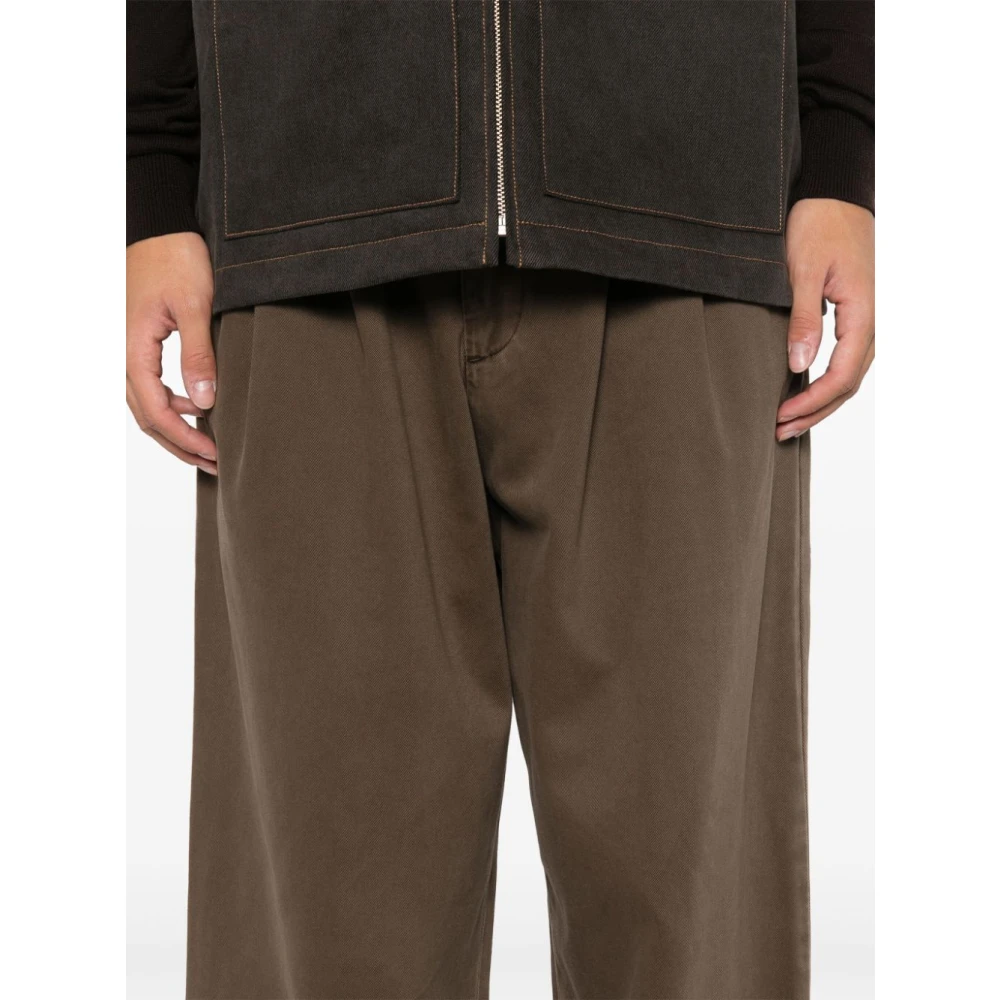Agolde Bruine Katoenen Twill Plooi Broek Brown Heren