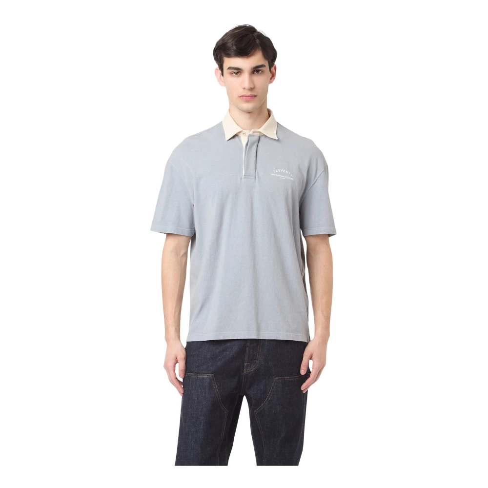 Eleventy Men's Blue Relaxed Fit Cotton Polo Shirt - Polo Shirts - L - Tops