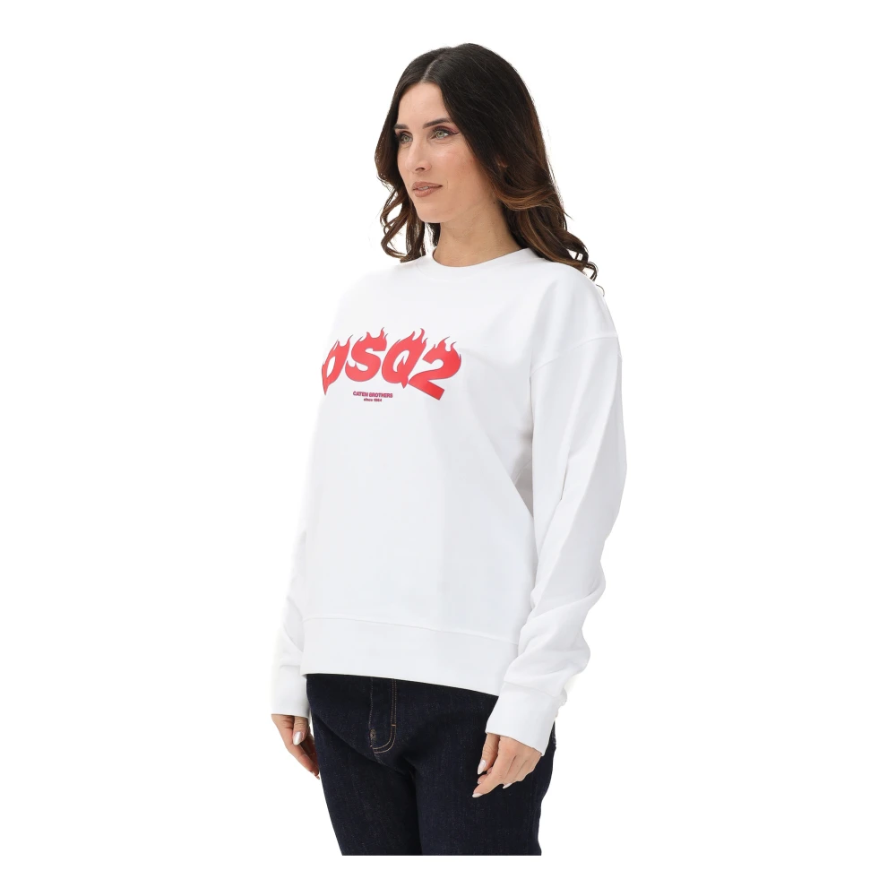 Dsquared2 Donna Bianco - Brushed Crewneck Sweatshirt - Sweatshirts & Hoodies - L