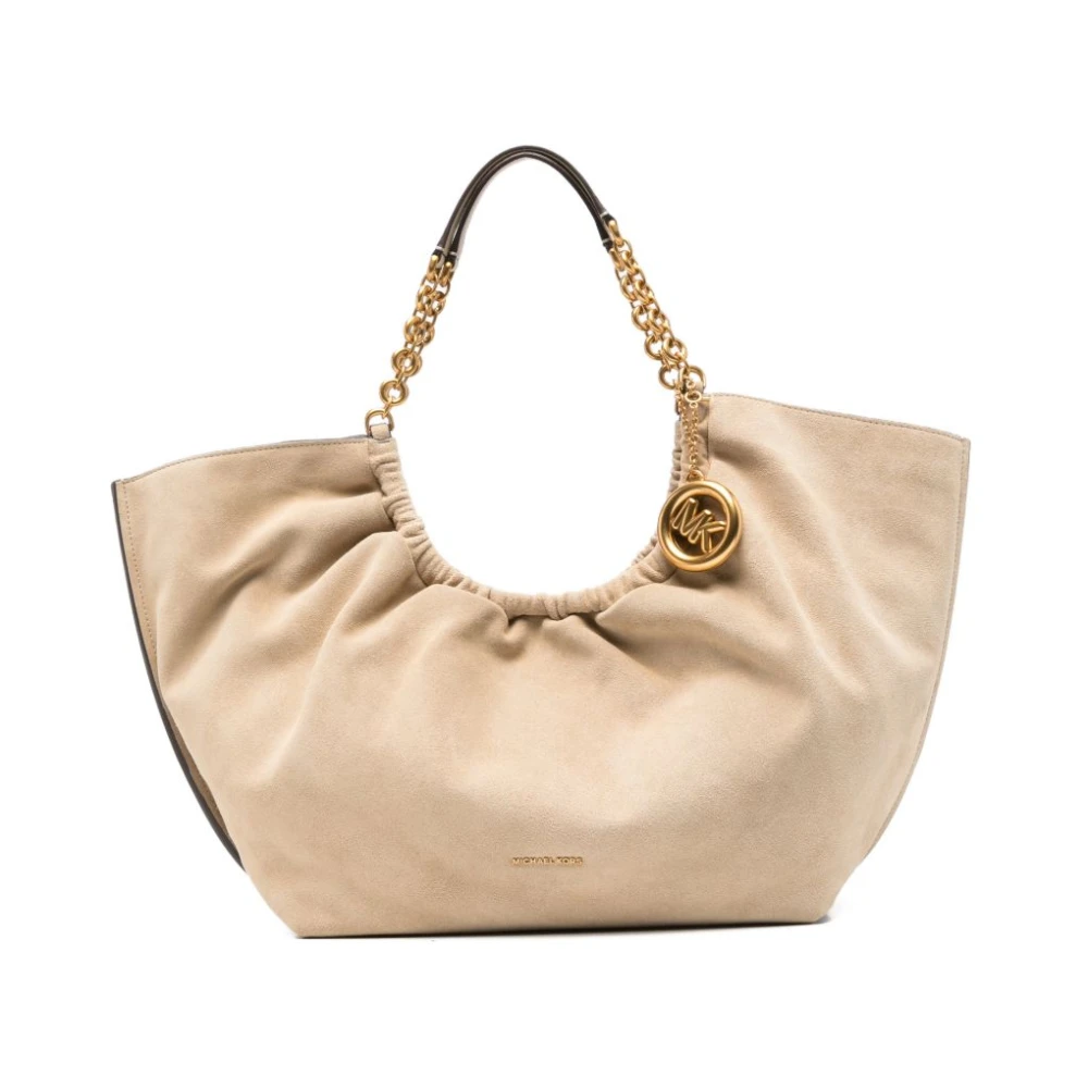 Michael Kors Beige Ruched Suede Hobo Bag - Female - Shopping Bags - One Size - Bags