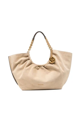Ruched Suede Hobo Bag