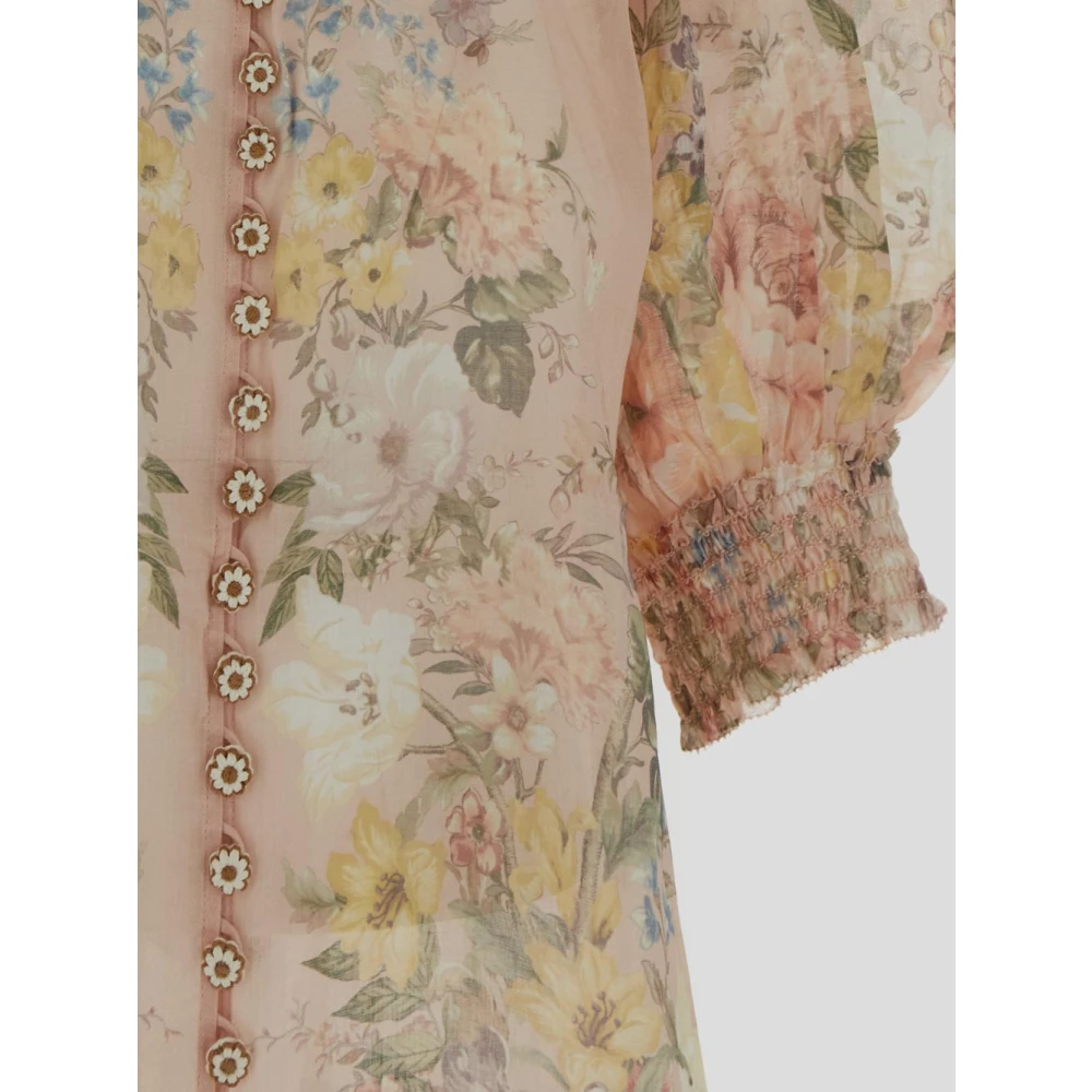 Zimmermann Korte Mouw V-Blouse in Ramie Multicolor Dames