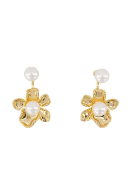Flower Pearl Jacket Earrings