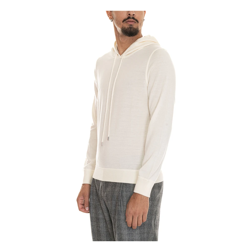 Gran Sasso Merino wollen capuchontrui White Heren