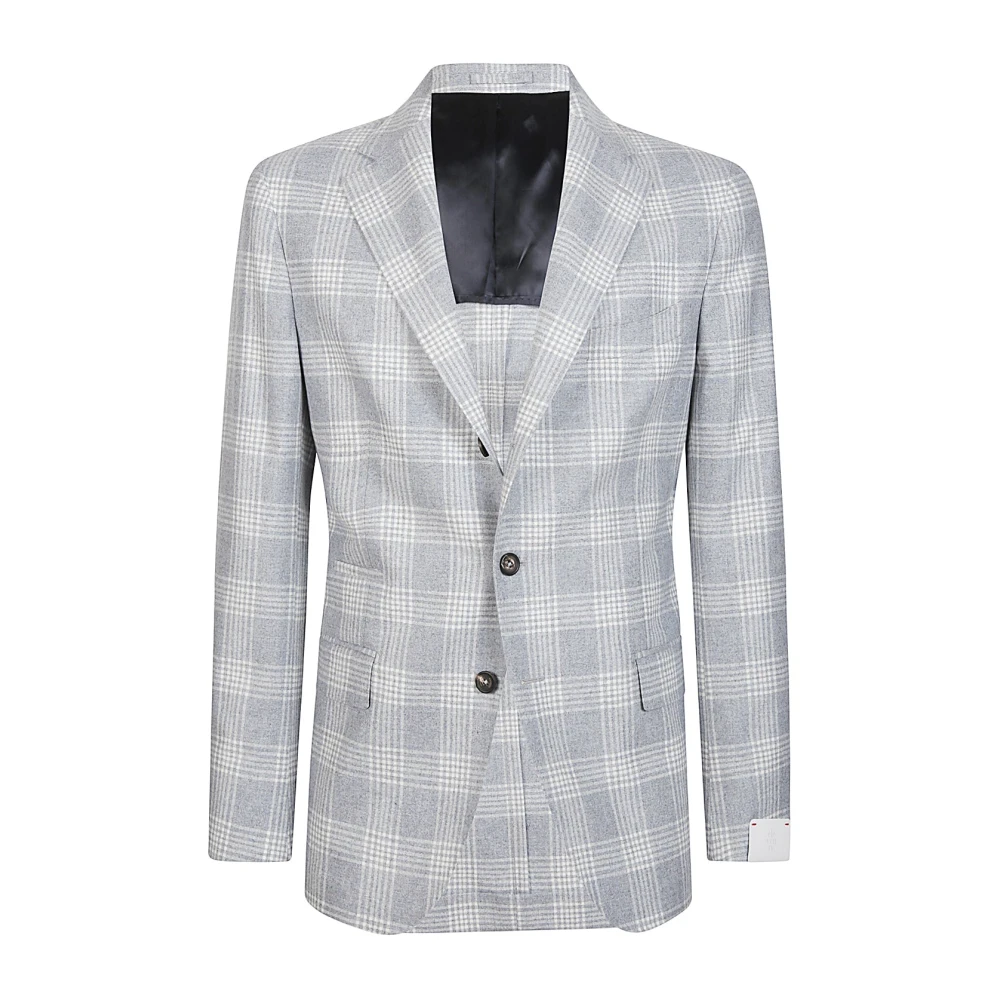 Eleventy Single-Breasted Wol Zijde Kasjmier Jas Blue Heren
