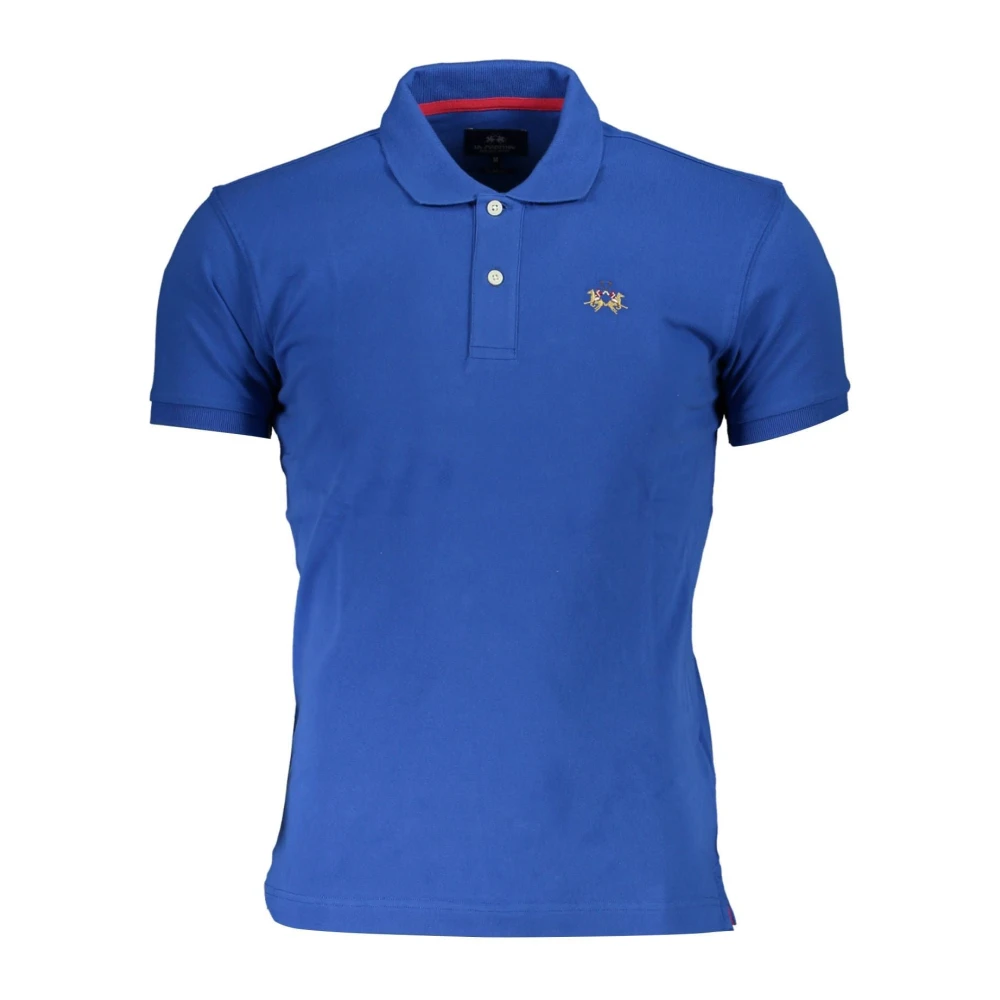 La Martina Men's Blue Polo Shirts, L, Embroidered Polo With Contrasting Details