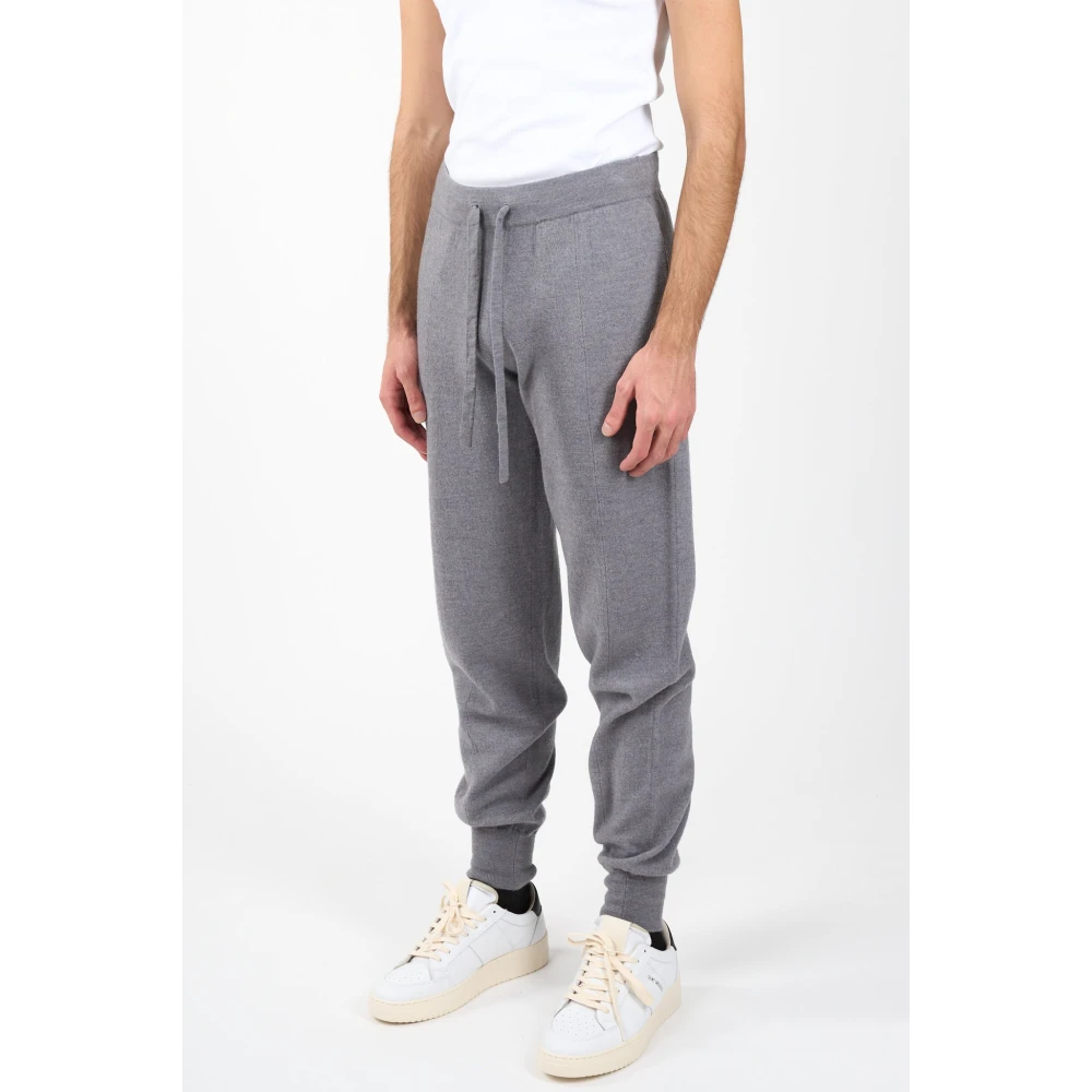 Roberto Collina Merinowol Elastische Broek Gray Heren