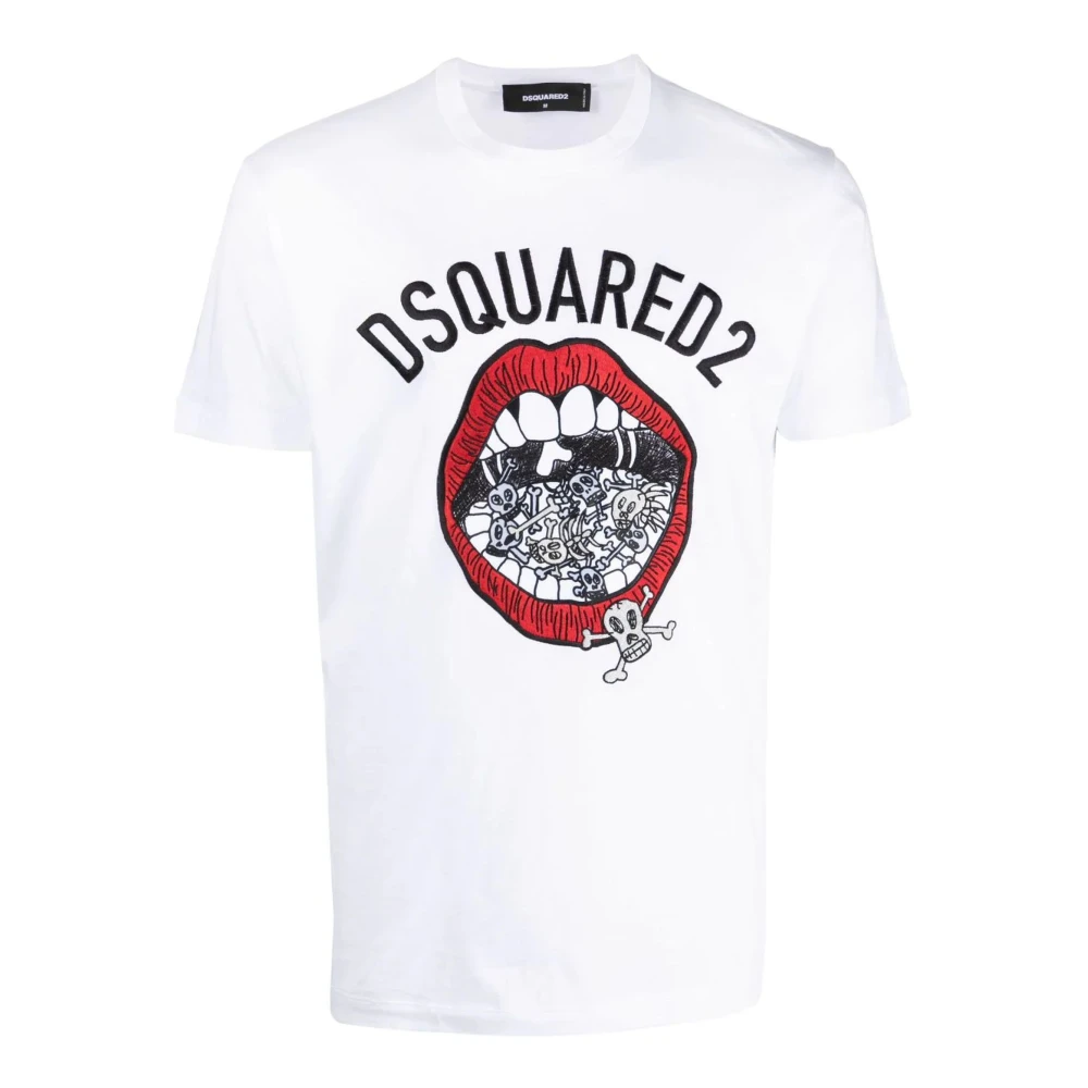 Dsquared2 Witte Katoenen T-shirt met Voorprint White Heren