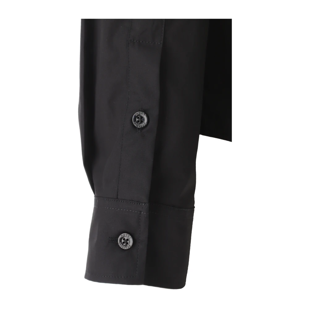 Moschino Gerimpeld Shirt in Zwart Katoen Black Dames