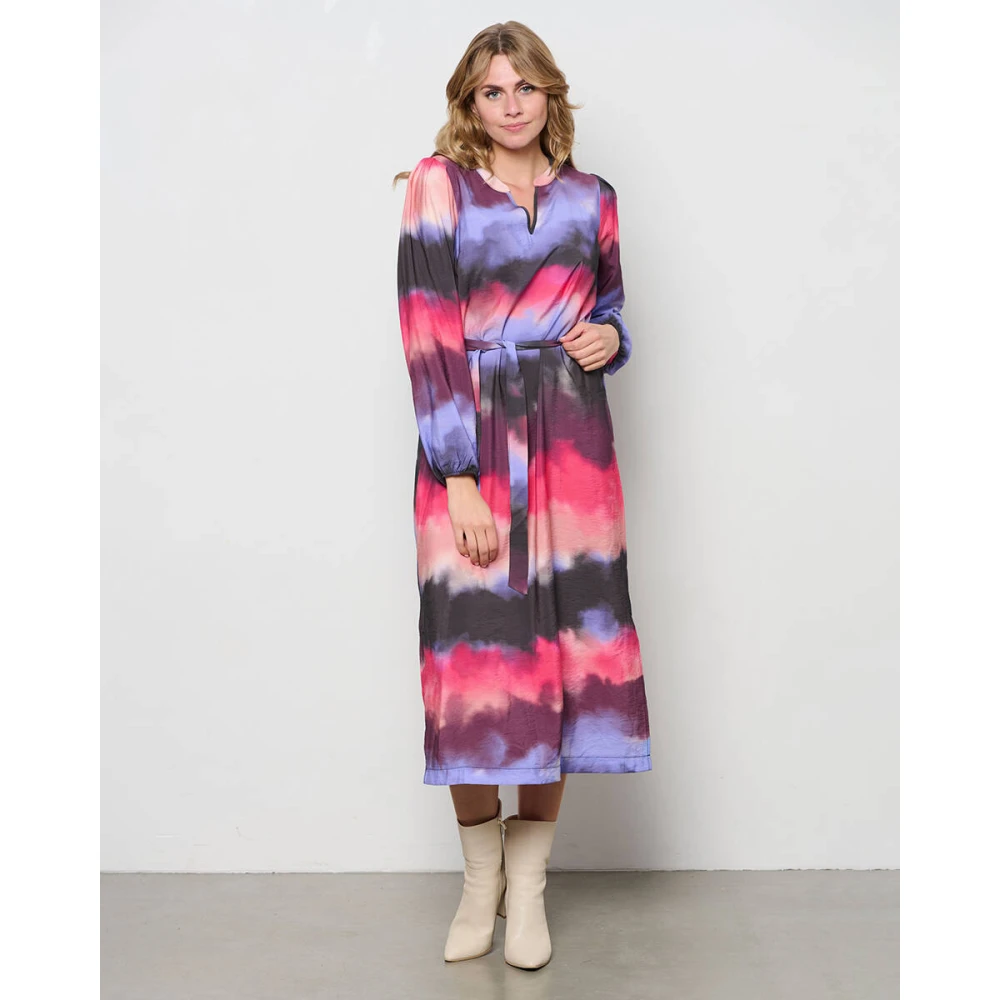 &Co Woman Zomerjurk Midi A-lijn met korte mouwen Multicolor Dames