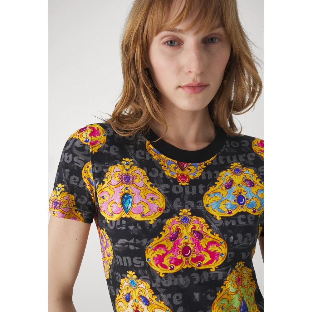 Versace Jeans Couture Zwart T-shirt met Heart Couture Multicolor Dames