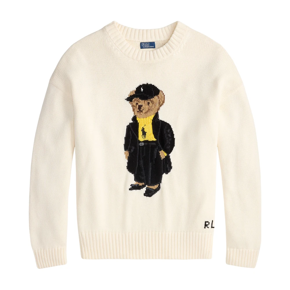 Polo Ralph Lauren Women's White Colorful Polo Bear Crewneck Sweater