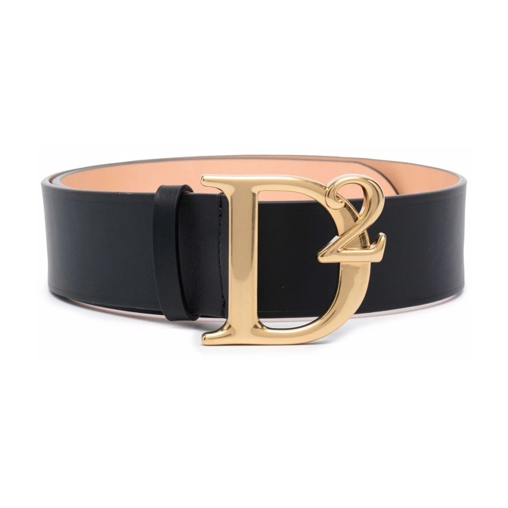 Dsquared2 Zwart en Goud Leren Riem Black Dames