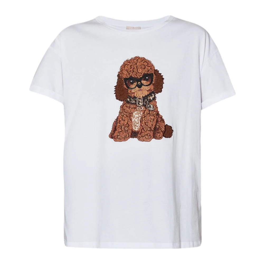 Liu Jo Katoenen T-shirt met uniek ontwerp White Dames