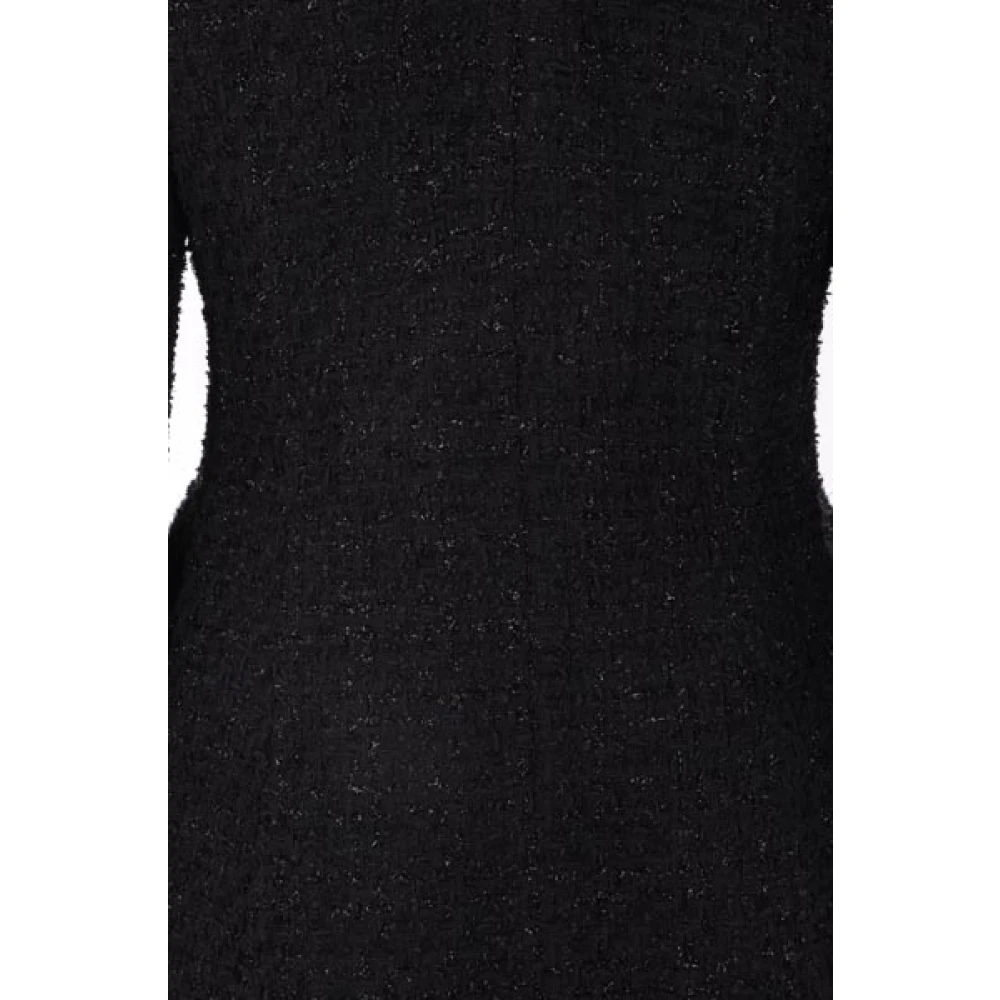 Balenciaga Zwarte Tweed Dubbelbreasted Jas Black Dames