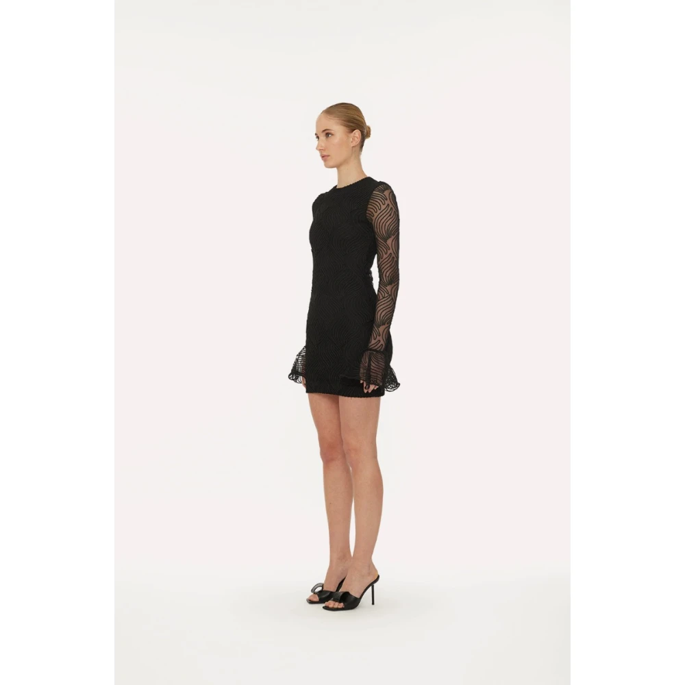 Rotate Birger Christensen Mini Flounce Jurk Black Dames