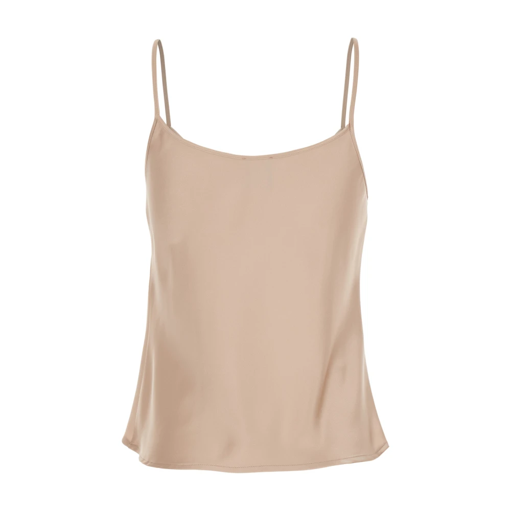 Plain Units Beige Satin Spaghetti Strap Top Beige Dames