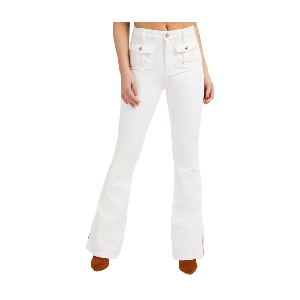 Guess Trendy Wide Leg Trousers White Dames