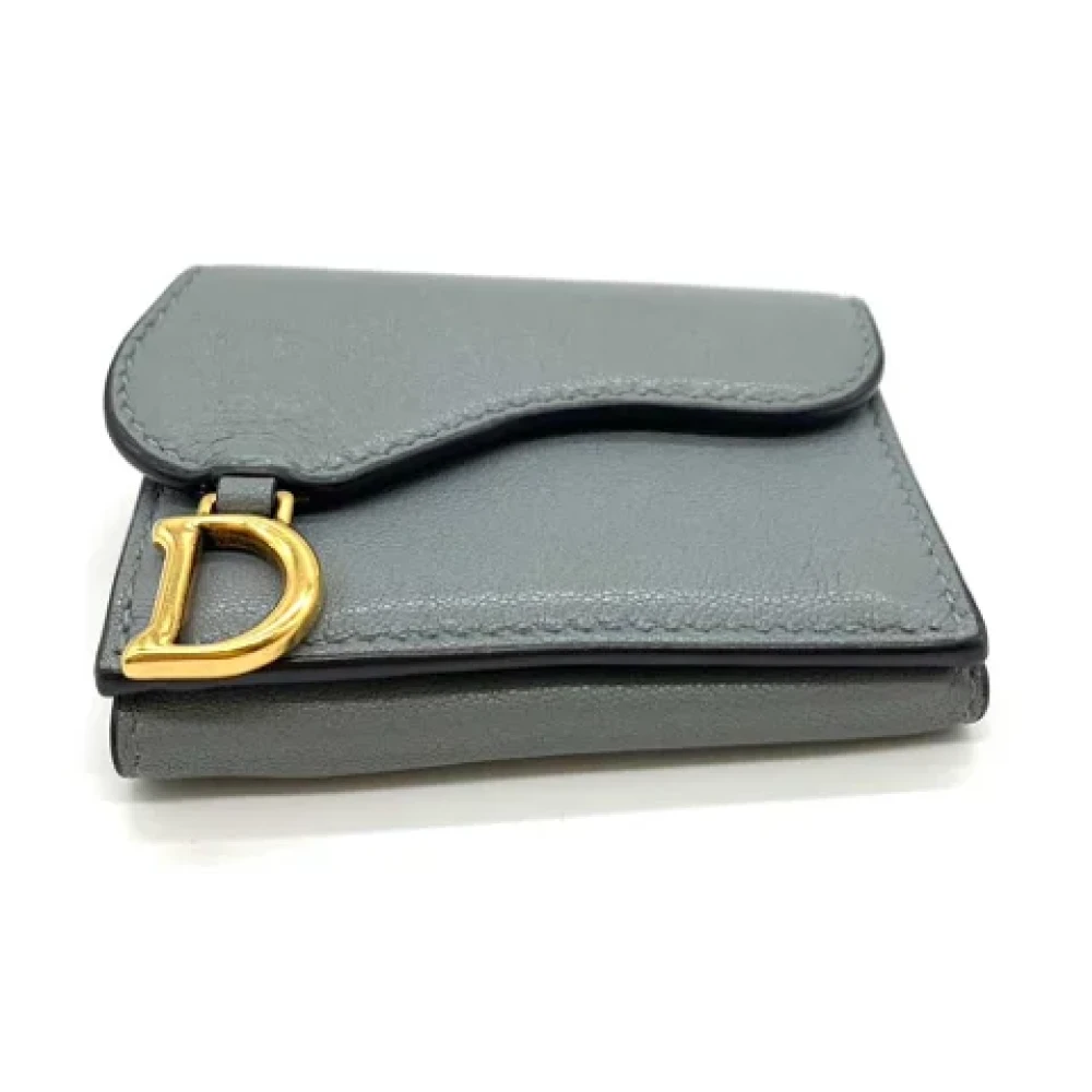 Dior Vintage Pre-owned Leather wallets Gray Dames