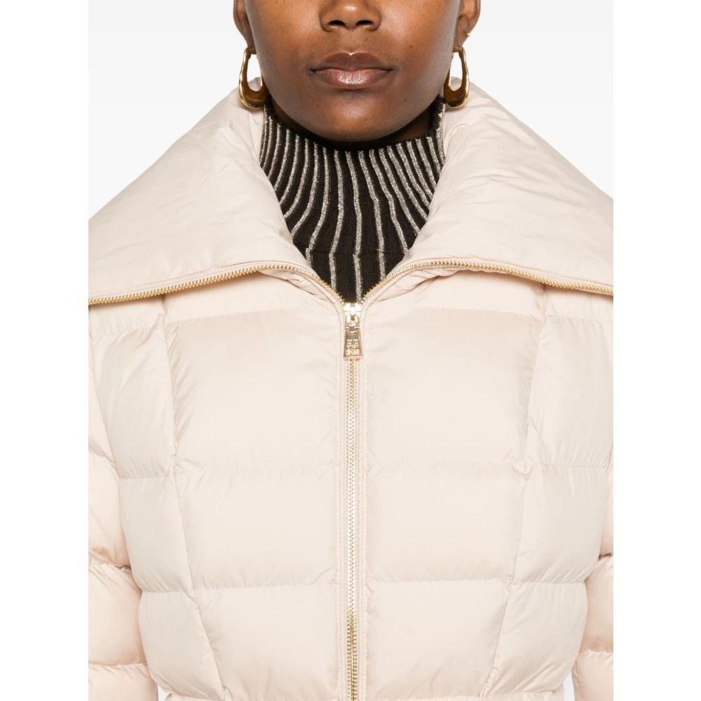 Elisabetta Franchi Gewatteerde Witte Jas met Logopatch White Dames