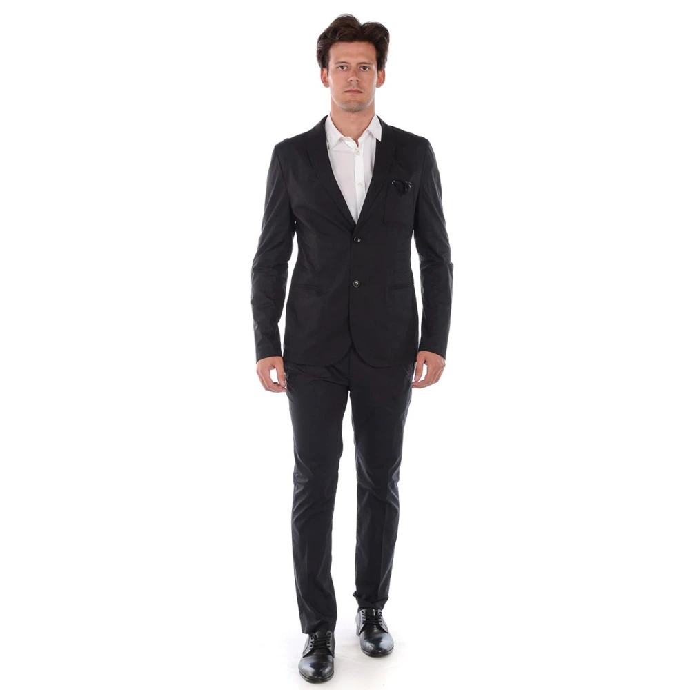 Daniele Alessandrini Men's Black Single Breasted Suits, Xl, Suit