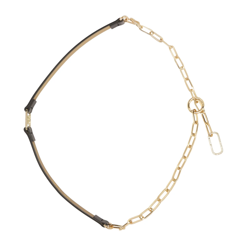 Kazar Smalle zwarte riem met gouden ketting Black Dames