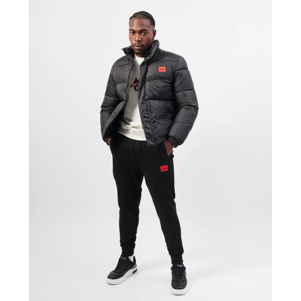 Hugo Boss Zwarte gewatteerde waterafstotende jas Black Heren