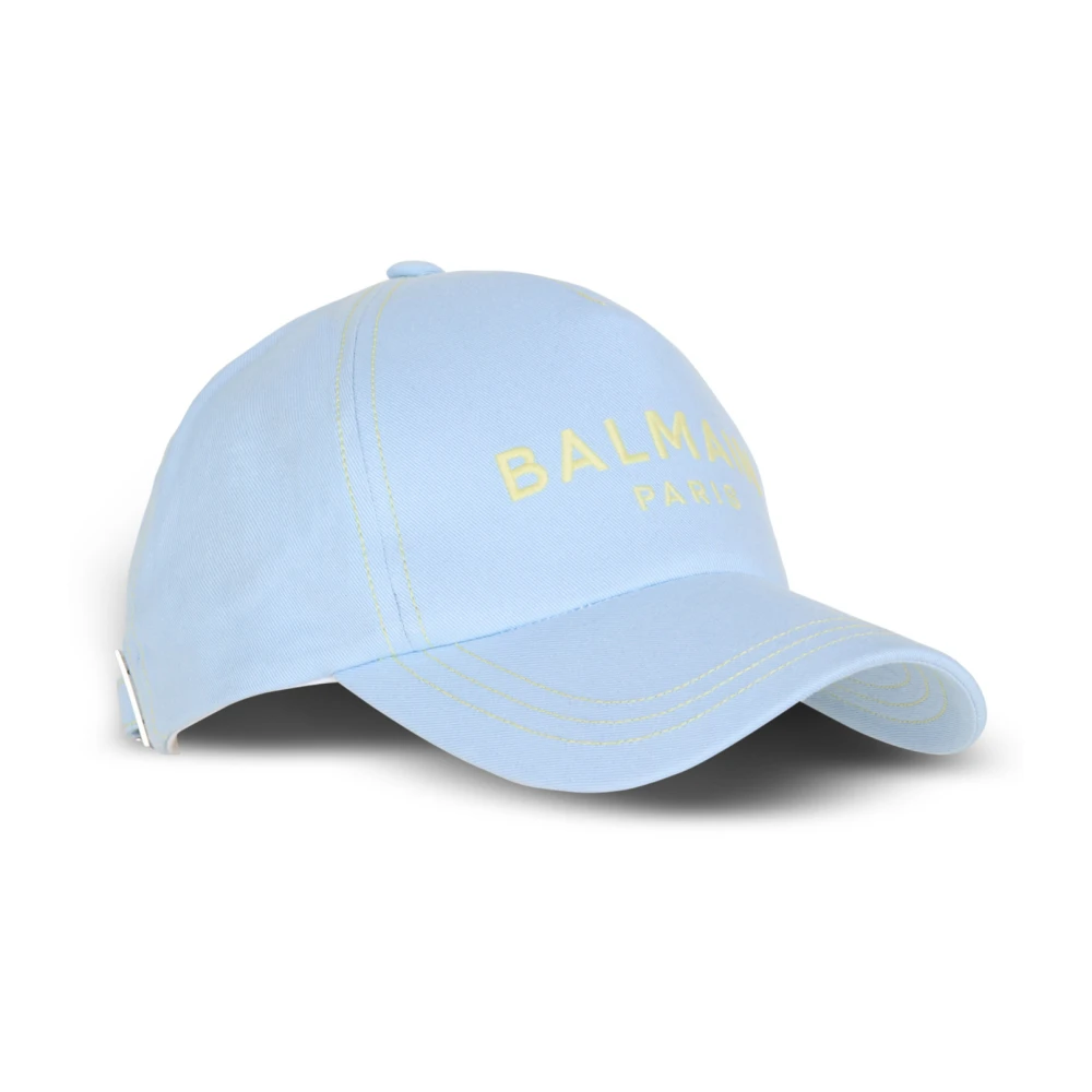 Balmain Katoenen pet met Parijs borduursel Blue Heren